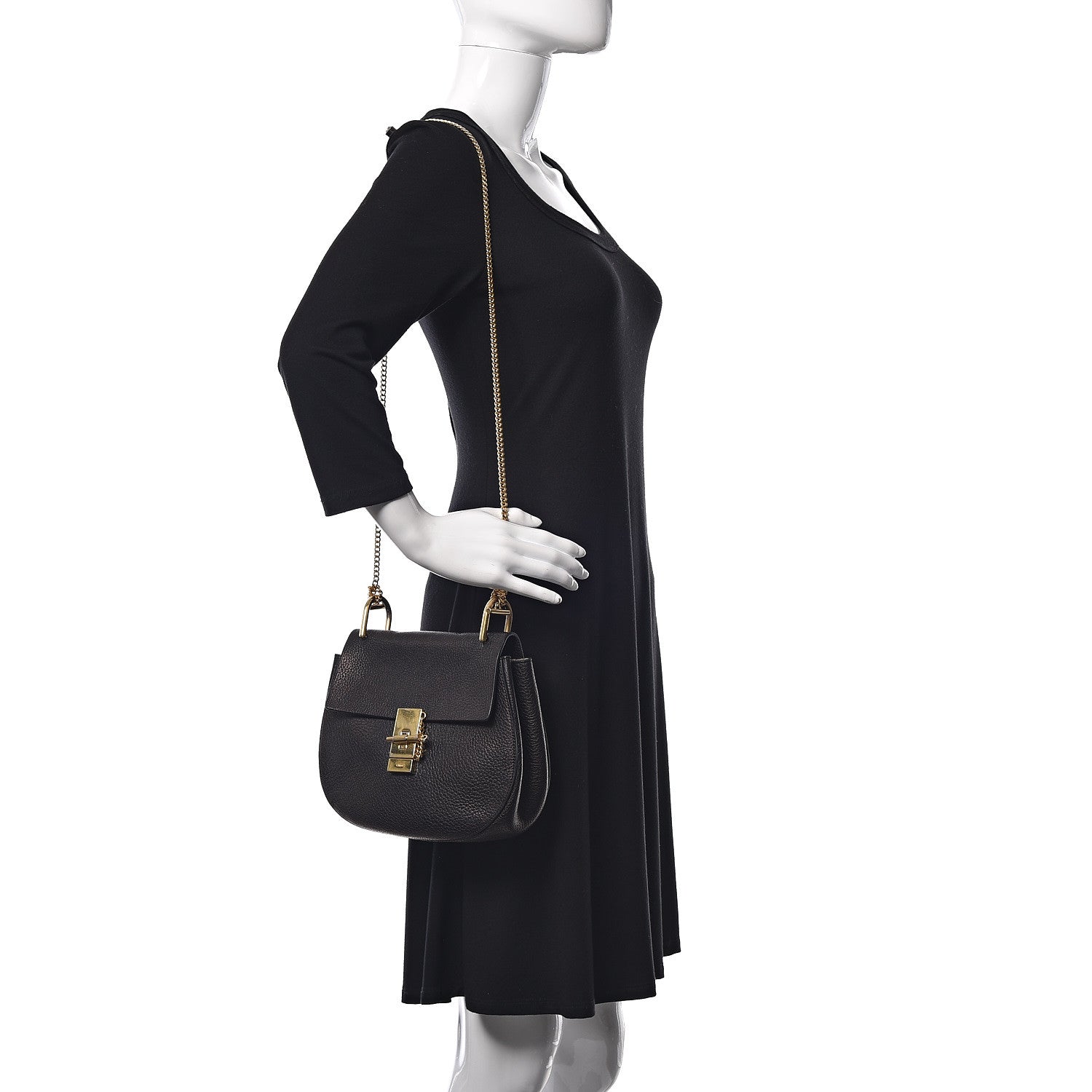Chloe Grained Lambskin Drew Shoulder Bag Black 2 of 16