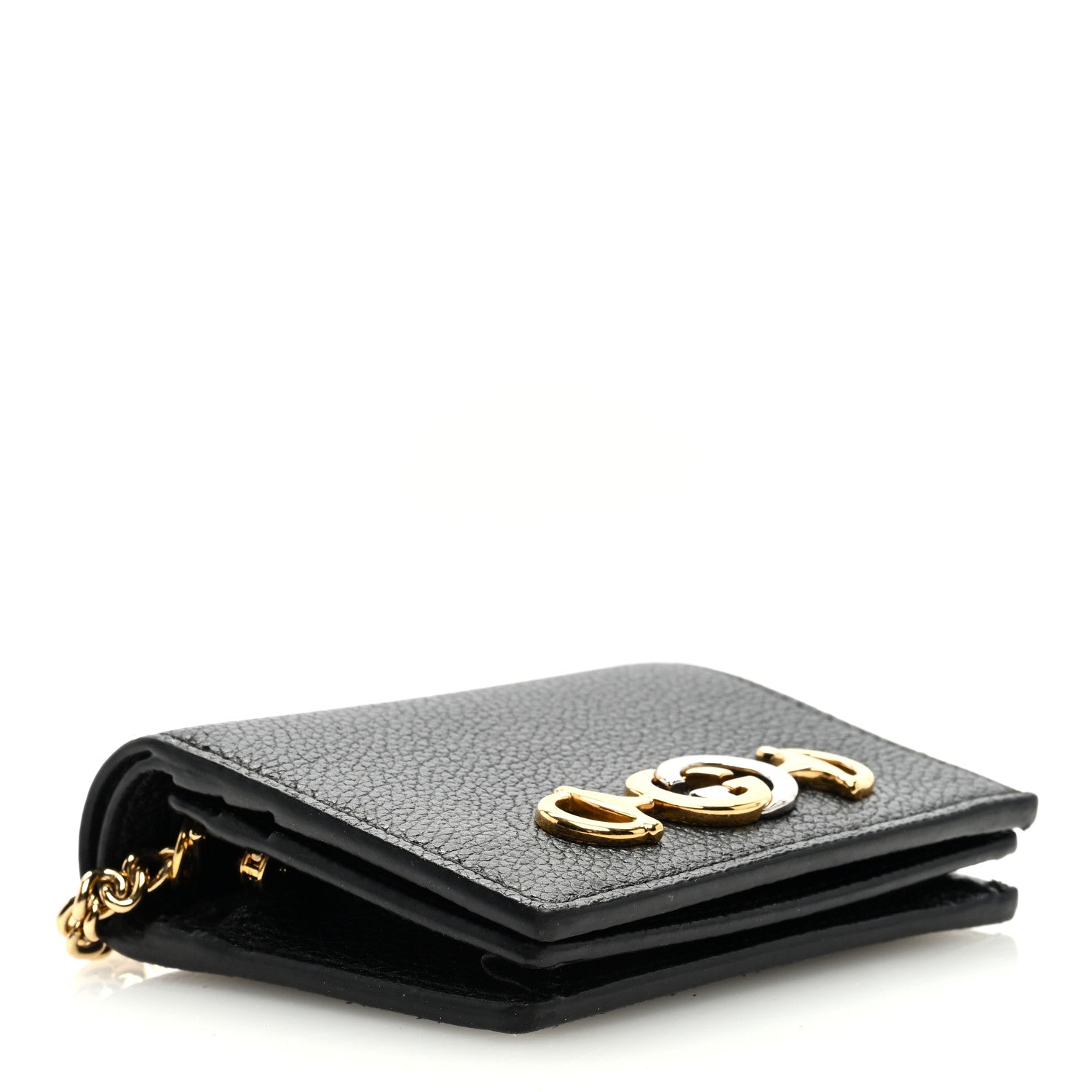 Gucci Grainy Calfskin Zumi Chain Card Case Wallet Black 4 of 8