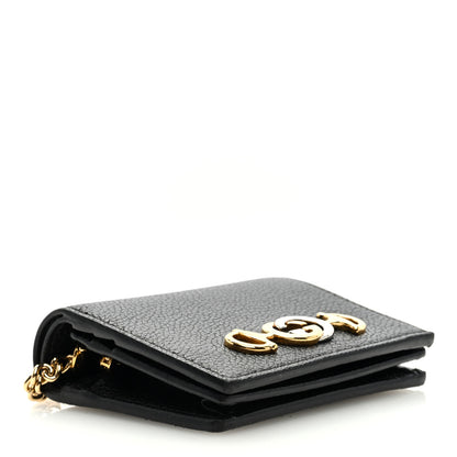 Gucci Grainy Calfskin Zumi Chain Card Case Wallet Black 4 of 8
