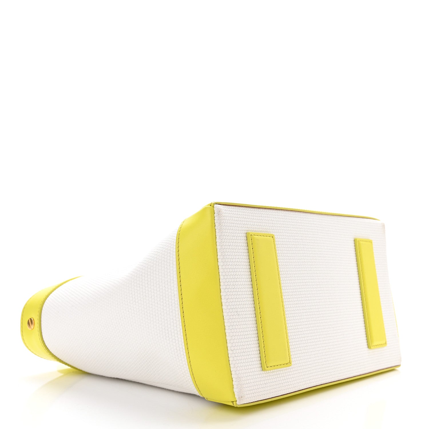 Tom Ford Canvas Calfskin Mini Logo Tote White Yellow 4 of 10