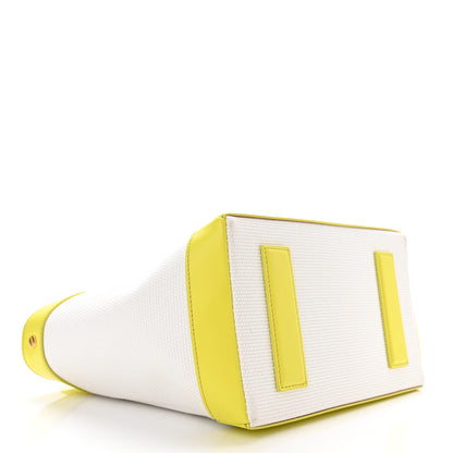 Tom Ford Canvas Calfskin Mini Logo Tote White Yellow 4 of 10