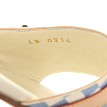Louis Vuitton Damier Azur Patent Neo Revival Flat Mule Sandals 40 Blanc Bleu 9 of 11