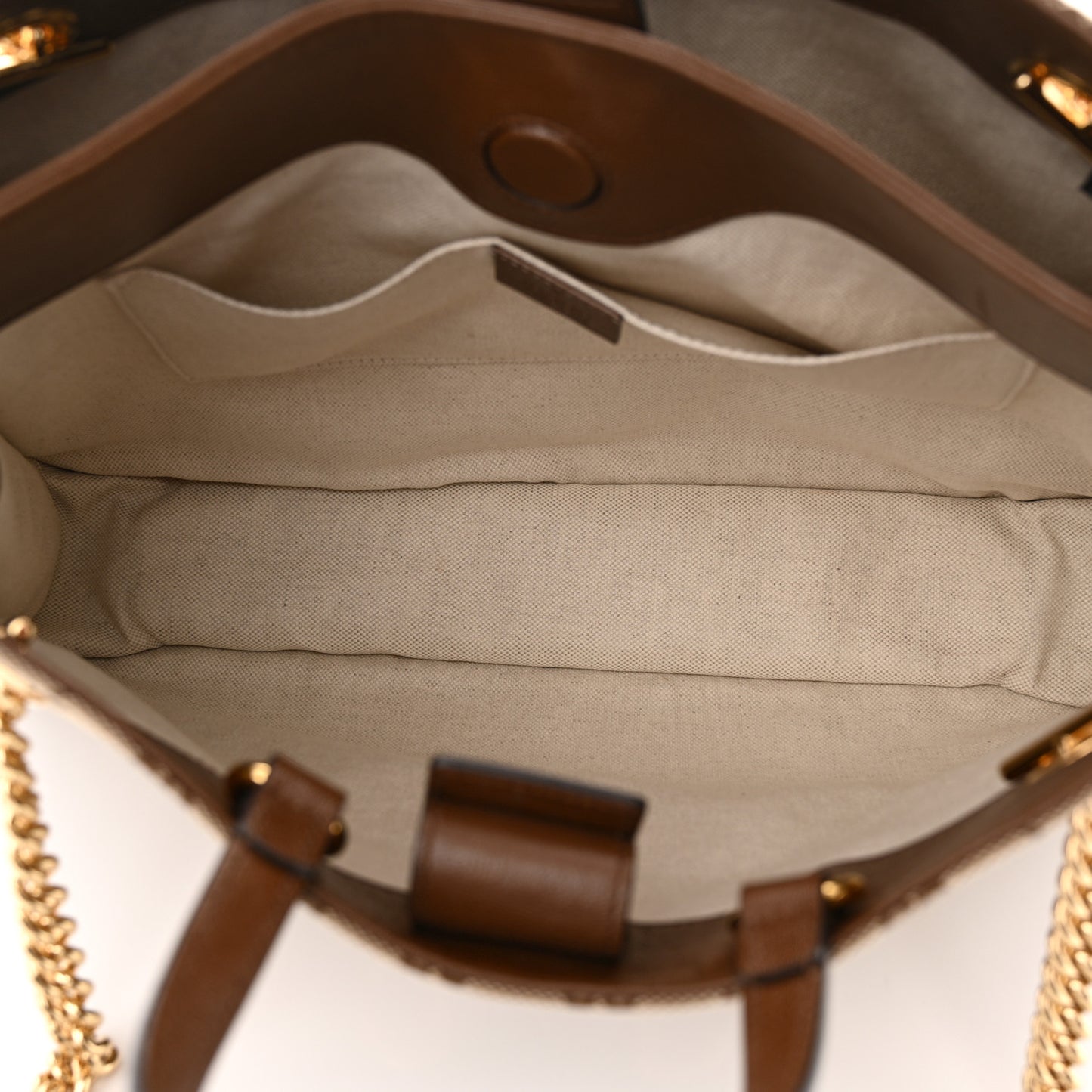 Monogram Calfskin Medium Horsebit 1955 Tote Bag Beige Brown Sugar