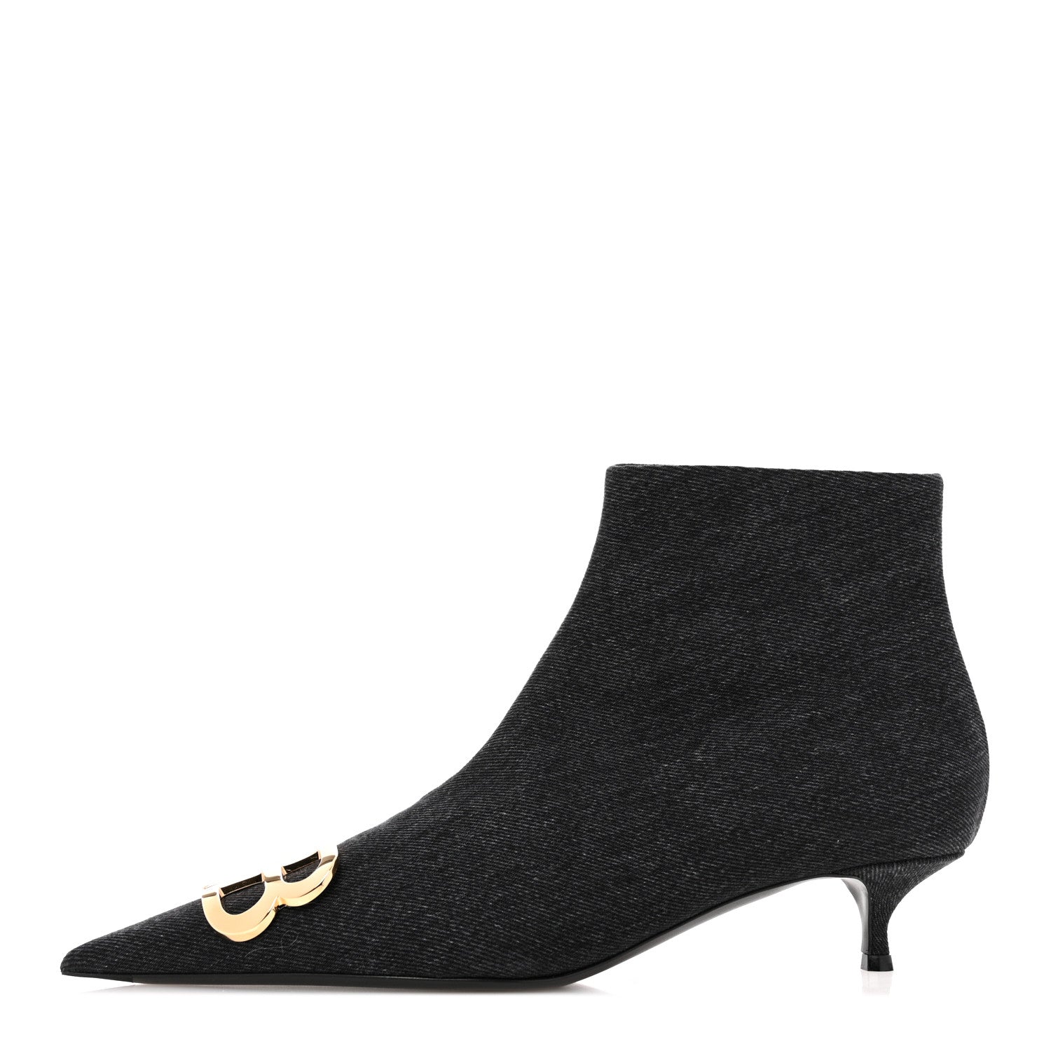 Balenciaga Denim BB Pointy Toe Ankle Booties 41 Black Vintage 1 of 10
