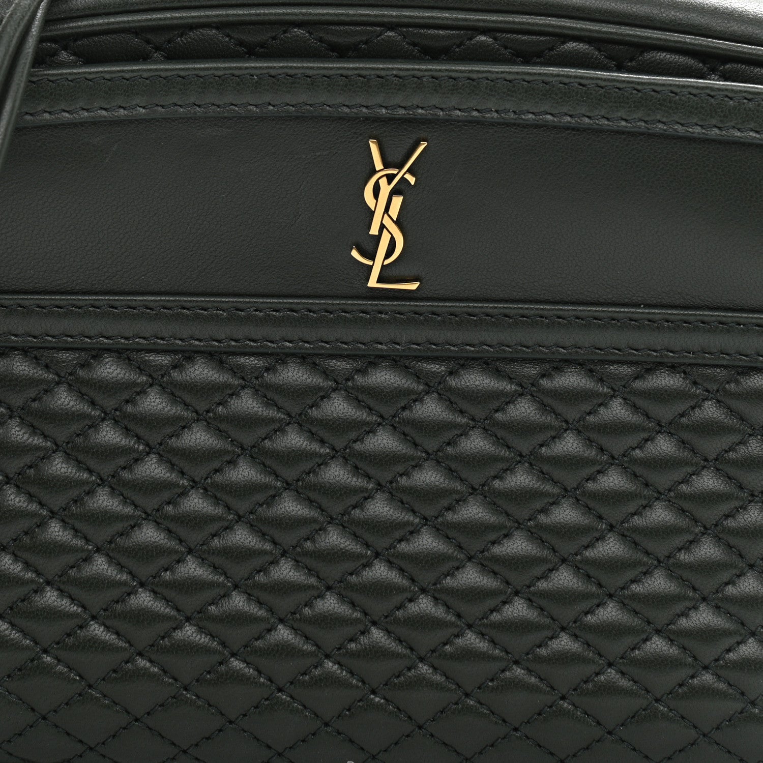 Saint Laurent Lambskin Quilted Victoire Camera Bag New Vert Fonce 7 of 7