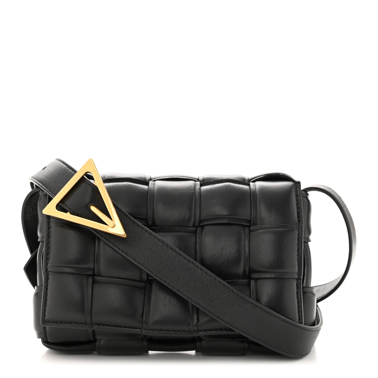Nappa Maxi Intreccio Small Padded Cassette Crossbody Bag Black