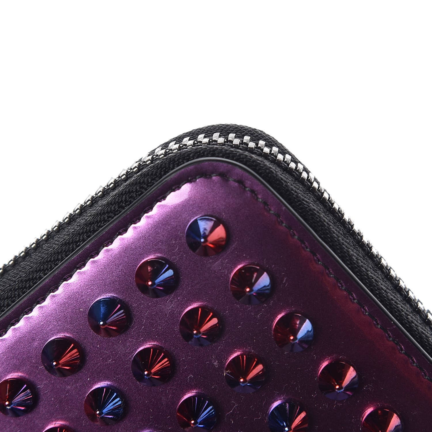 Christian Louboutin Patent Scarabe Spikes Panettone Zip Around Wallet Rose Digitale 7 of 14
