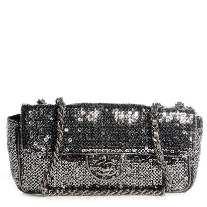 Chanel Sequin East West Flap Dark Silver 1 of 8