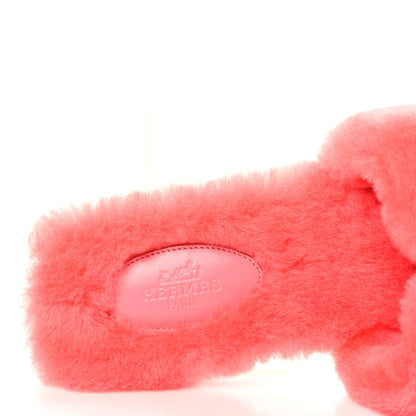 Hermes Woolskin Oran Sandals 37.5 Rose Du Desert 7 of 8
