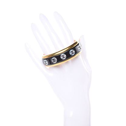 Chanel Resin CC Cuff Black White Gold 2 of 6