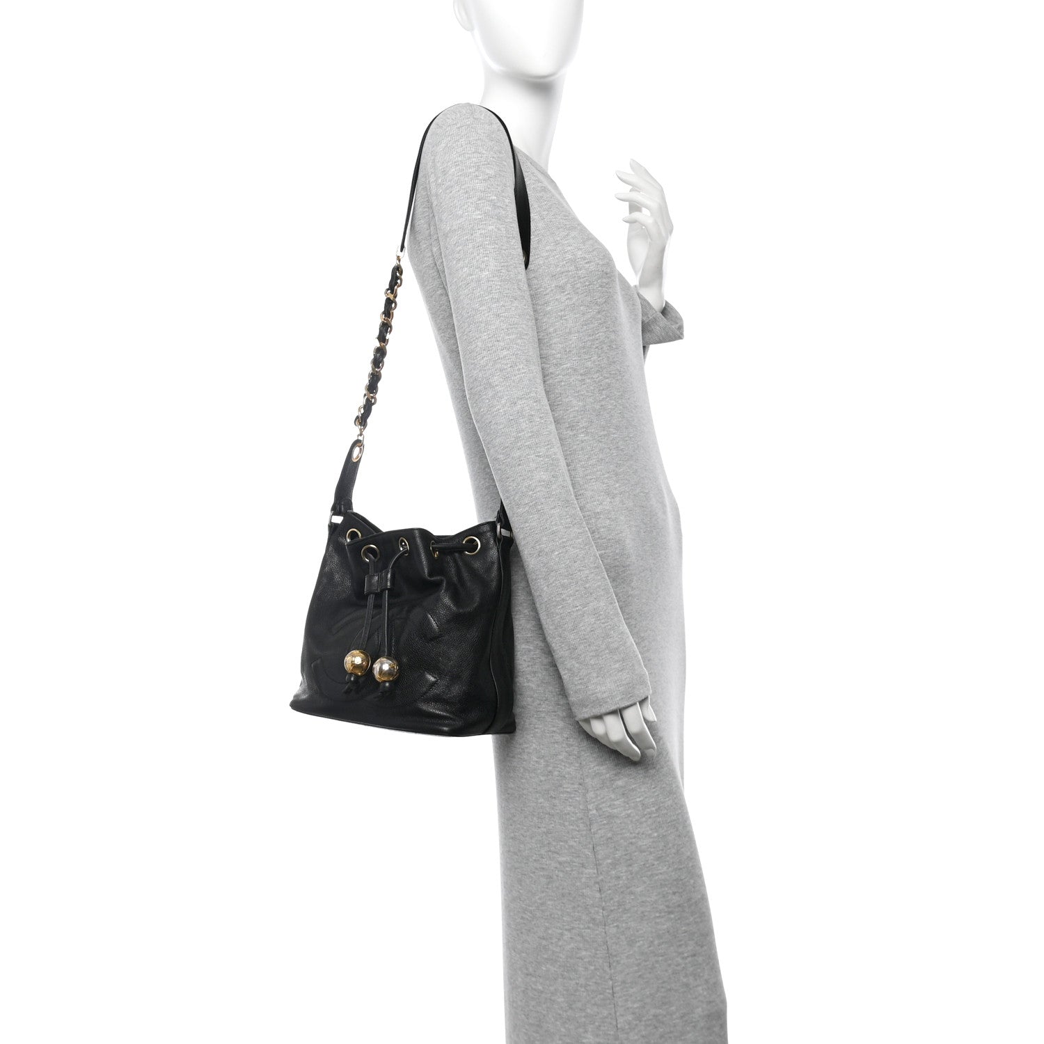 Chanel Caviar CC Chain Mini Drawstring Bag Black 2 of 13