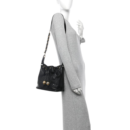 Chanel Caviar CC Chain Mini Drawstring Bag Black 2 of 13