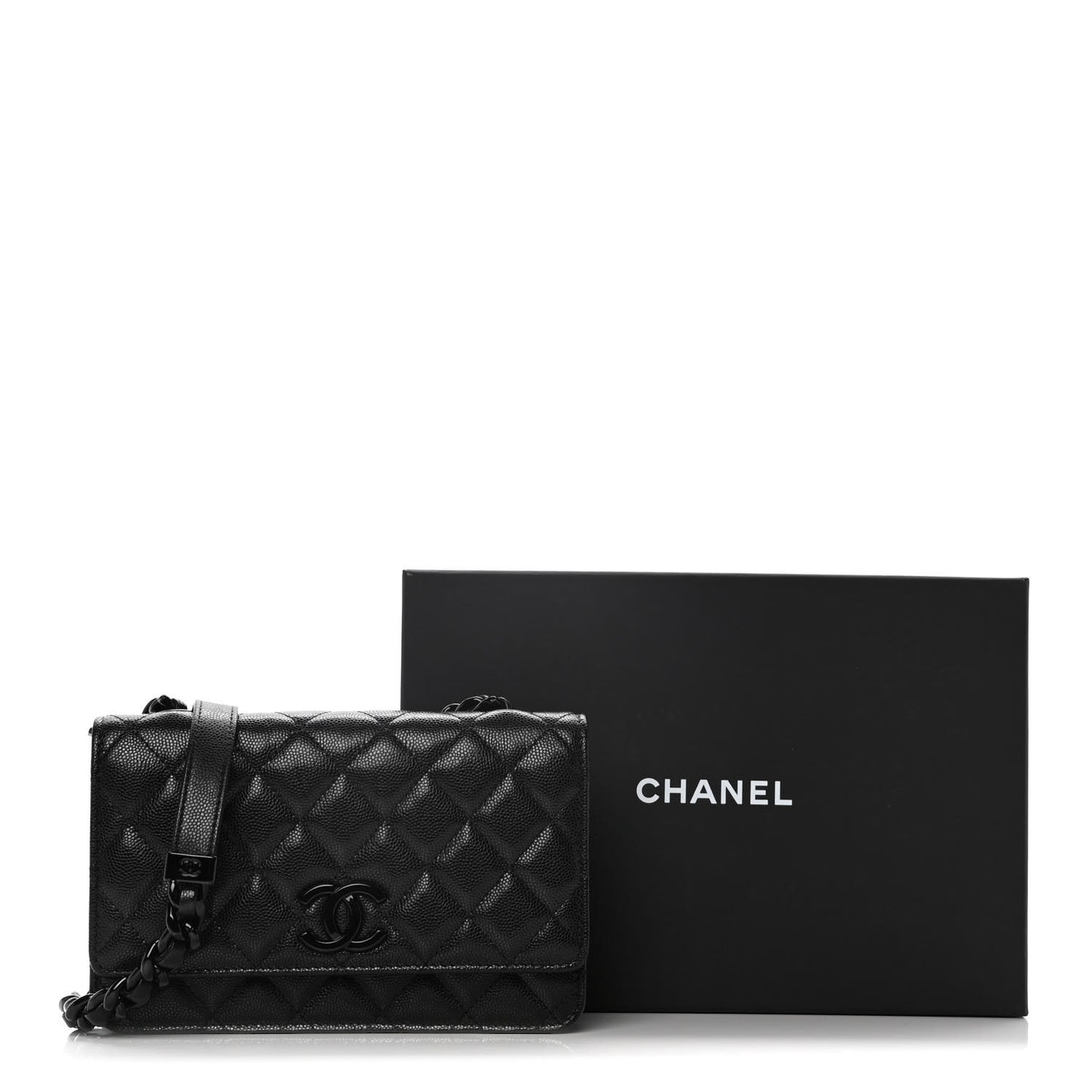 Caviar Quilted My Everything Wallet On Chain WOC Black