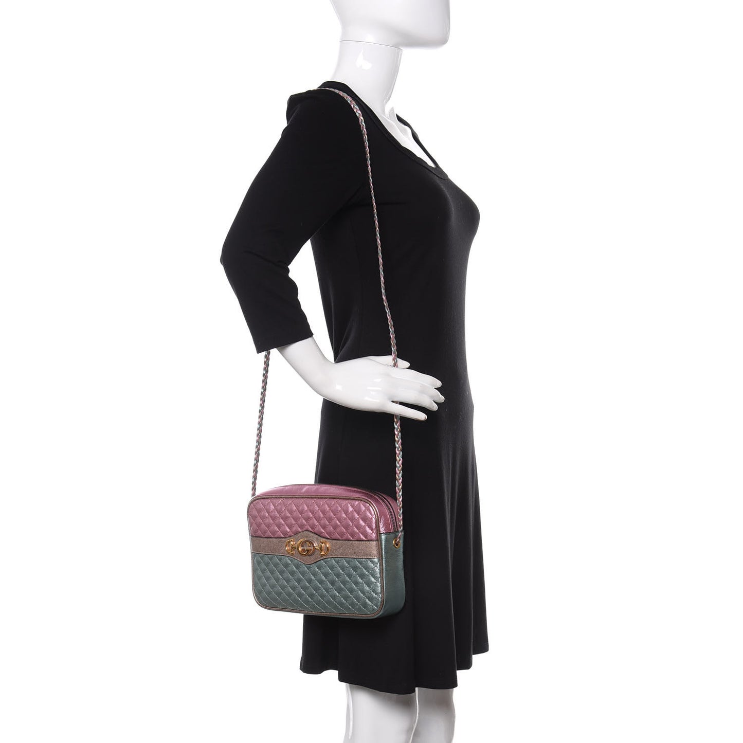 Laminated Nappa Trapuntata Small Zumi Shoulder Bag Rosa Lago Rame