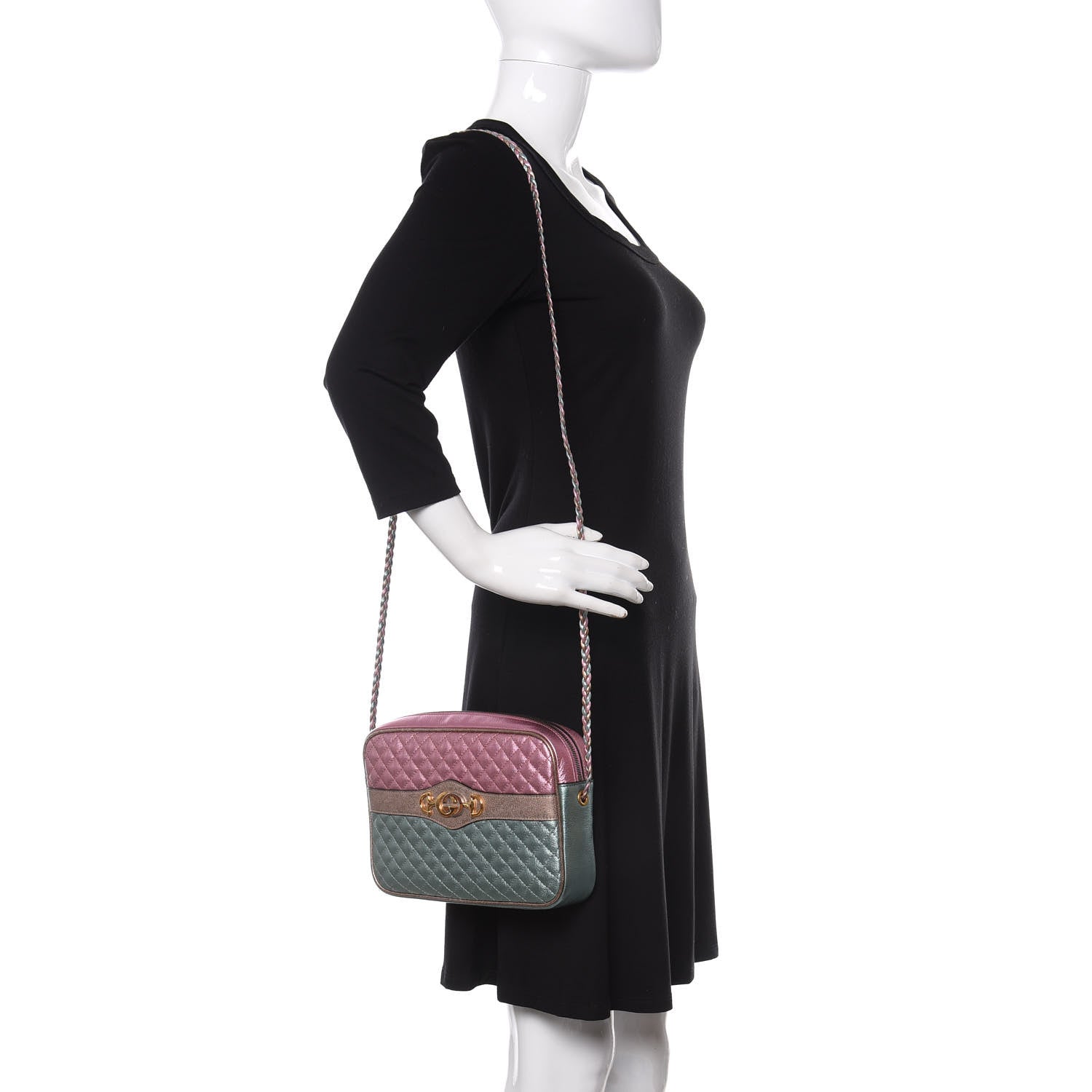 Gucci Laminated Nappa Trapuntata Small Zumi Shoulder Bag Rosa Lago Rame 2 of 11