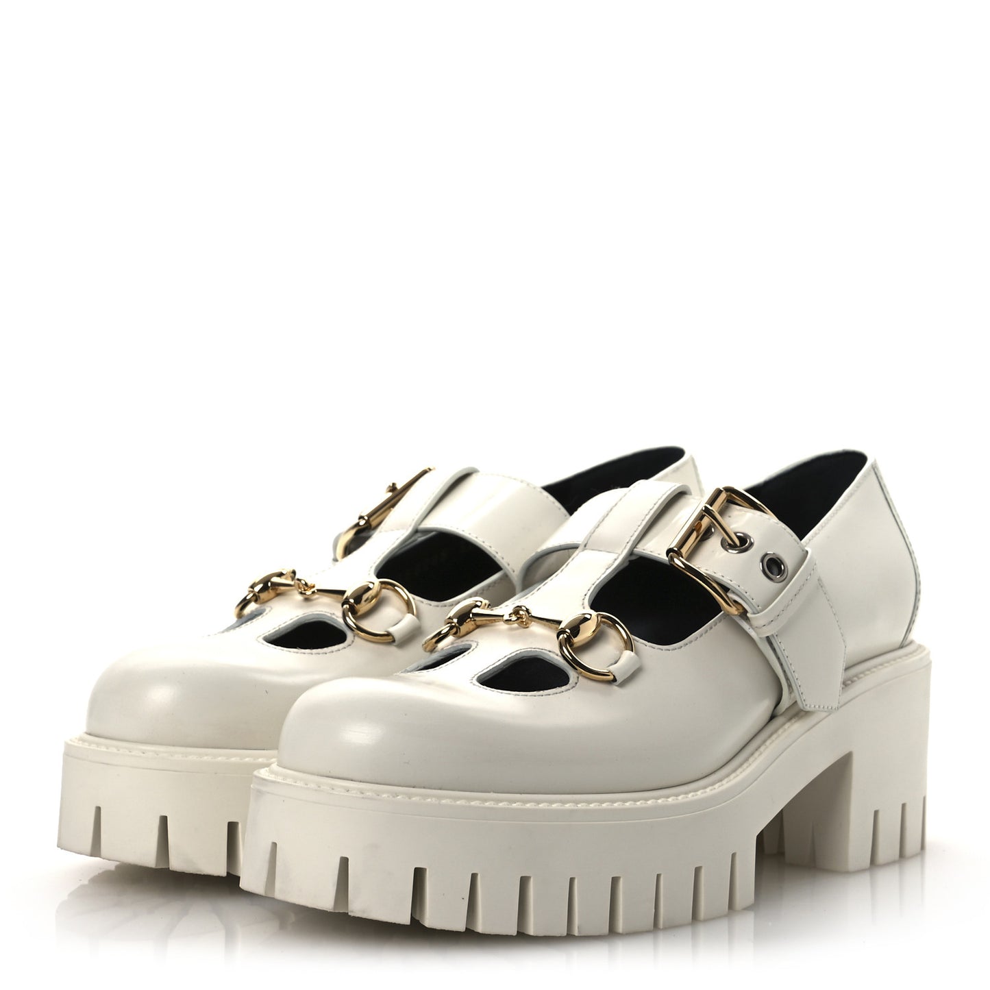 Cordovan Lux Womens Horsebit Platform Mary Jane Loafers 38.5 Off White