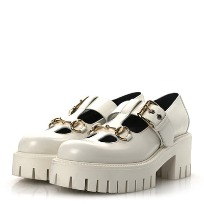 Gucci Cordovan Lux Womens Horsebit Platform Mary Jane Loafers 38.5 Off White 4 of 12