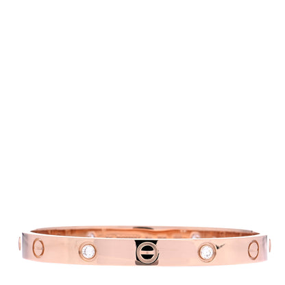 Cartier 18K Pink Gold 4 Diamond LOVE Bracelet 16 3 of 8