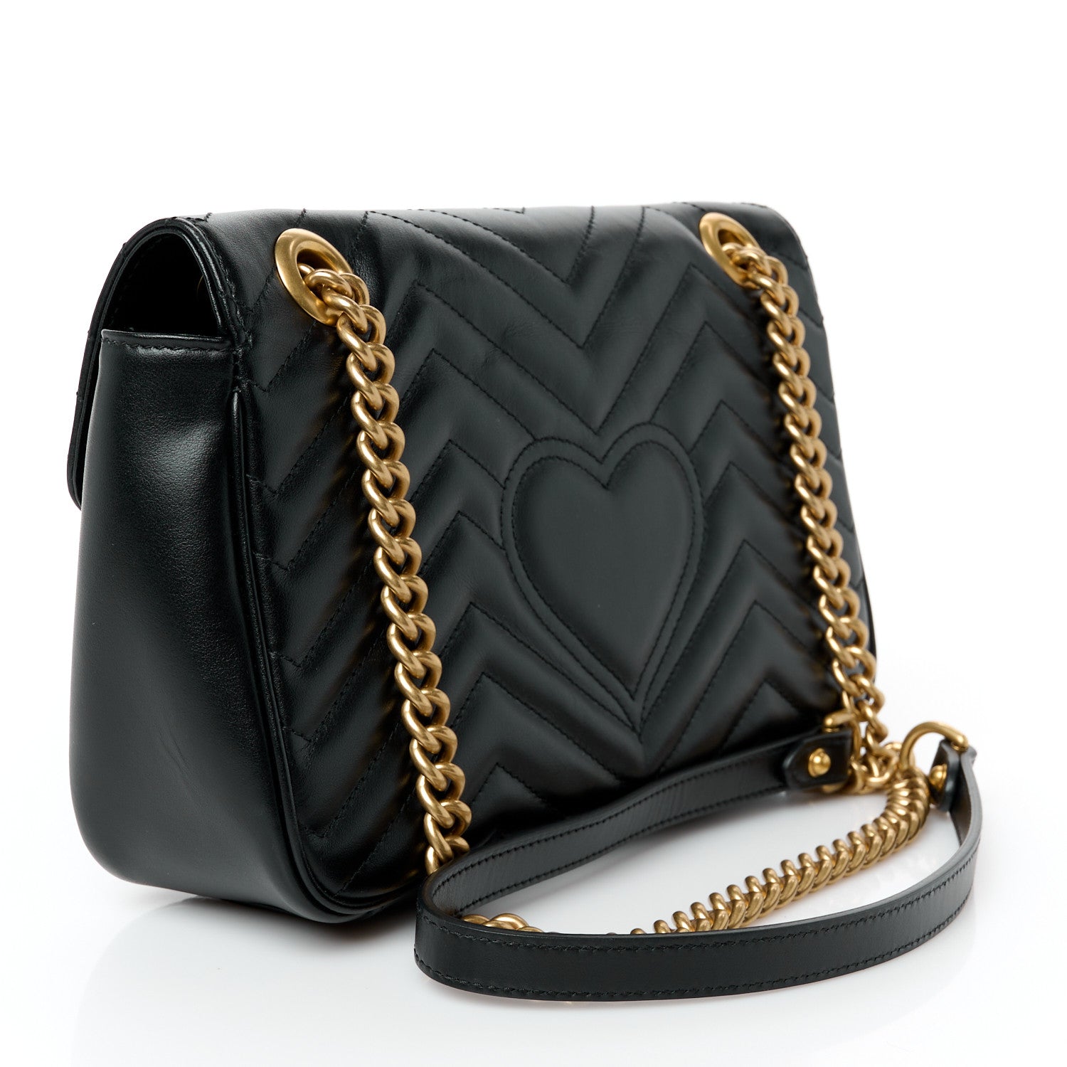 Gucci Calfskin Matelasse Small GG Marmont Shoulder Bag Black 3 of 11