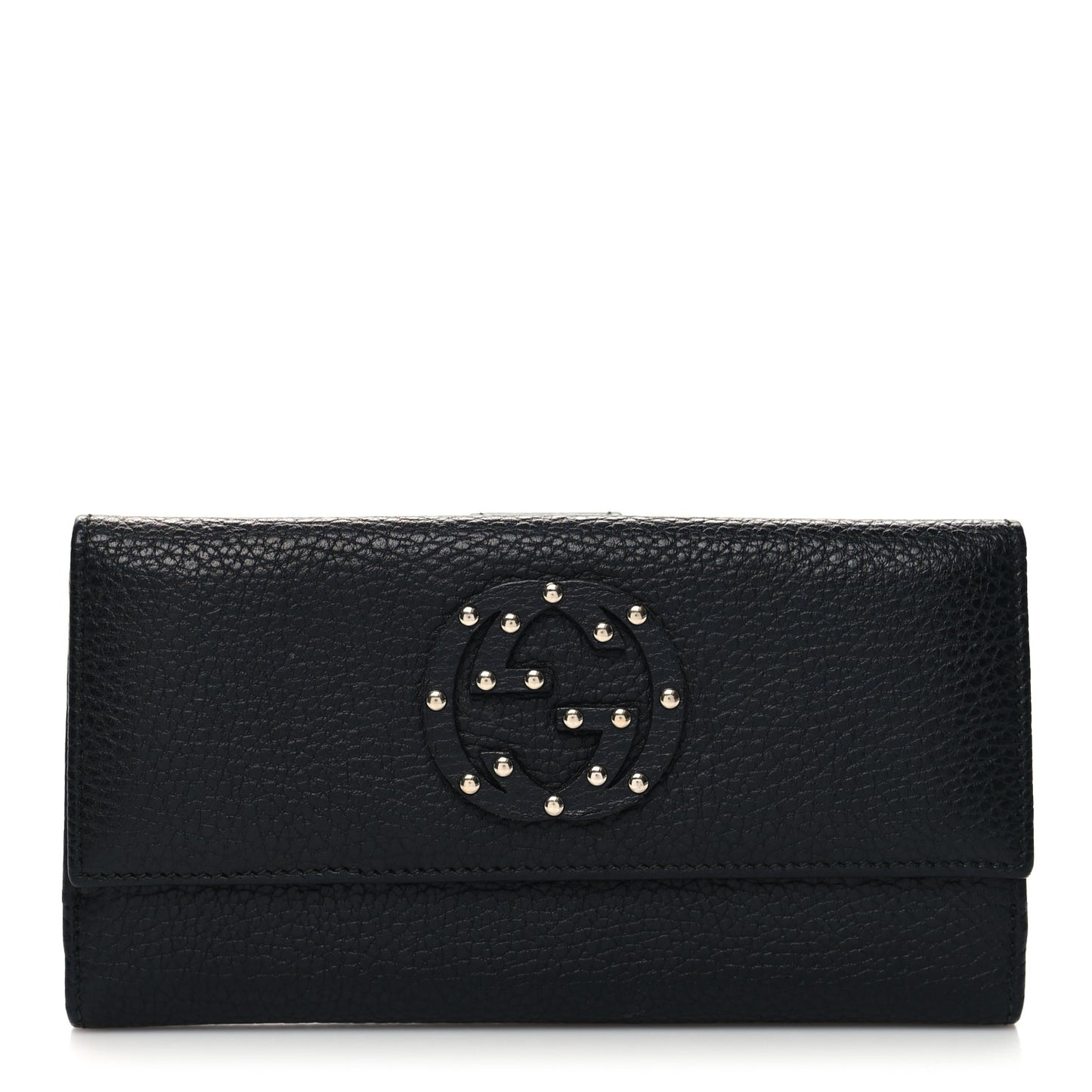 Calfskin Studded Soho Continental Wallet Black