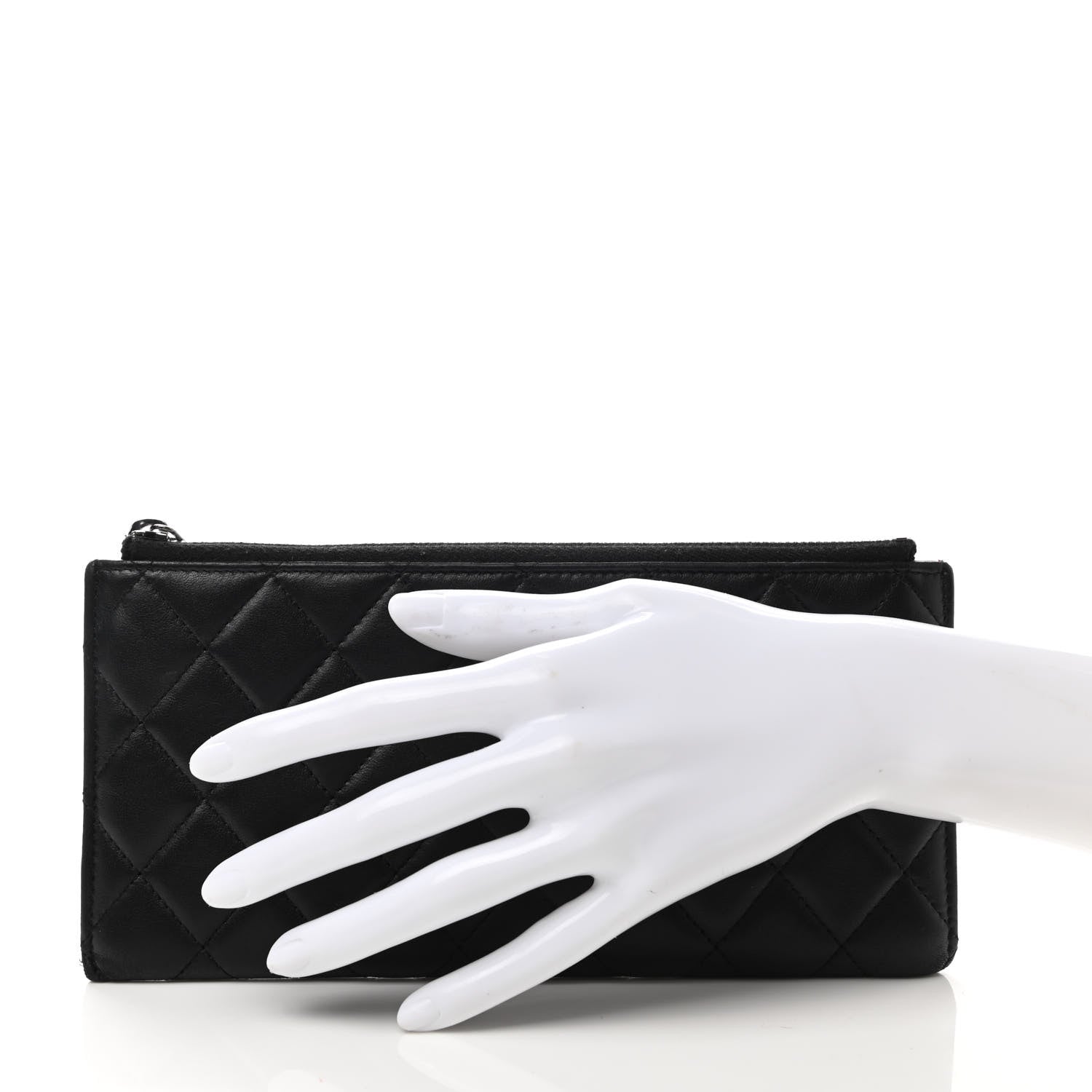 Chanel Lambskin Quilted Zip Pouch Black 2 of 7