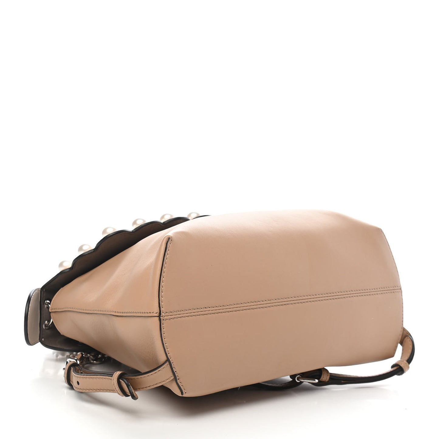 Vitello Century Pearl Bi-Color Scalloped Back to School Backpack Cuoio Camelia