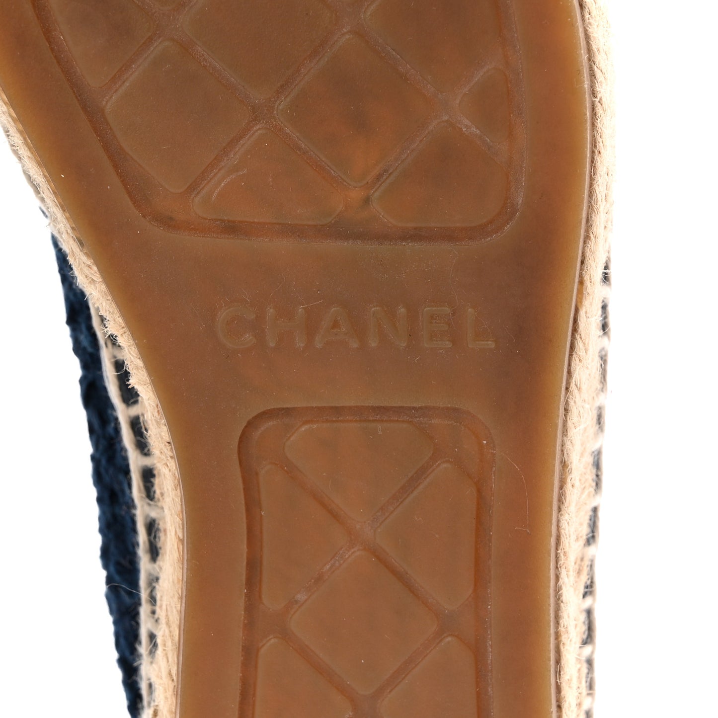 Tweed Grosgrain CC Espadrilles 37 Navy Black
