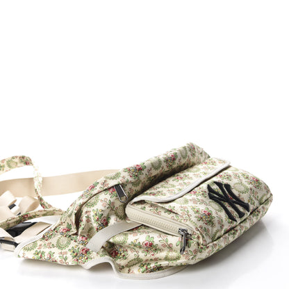 Gucci X MLB Satin Floral Print NY Yankees Patch Convertible Belt Bag Ivory Green 4 of 11