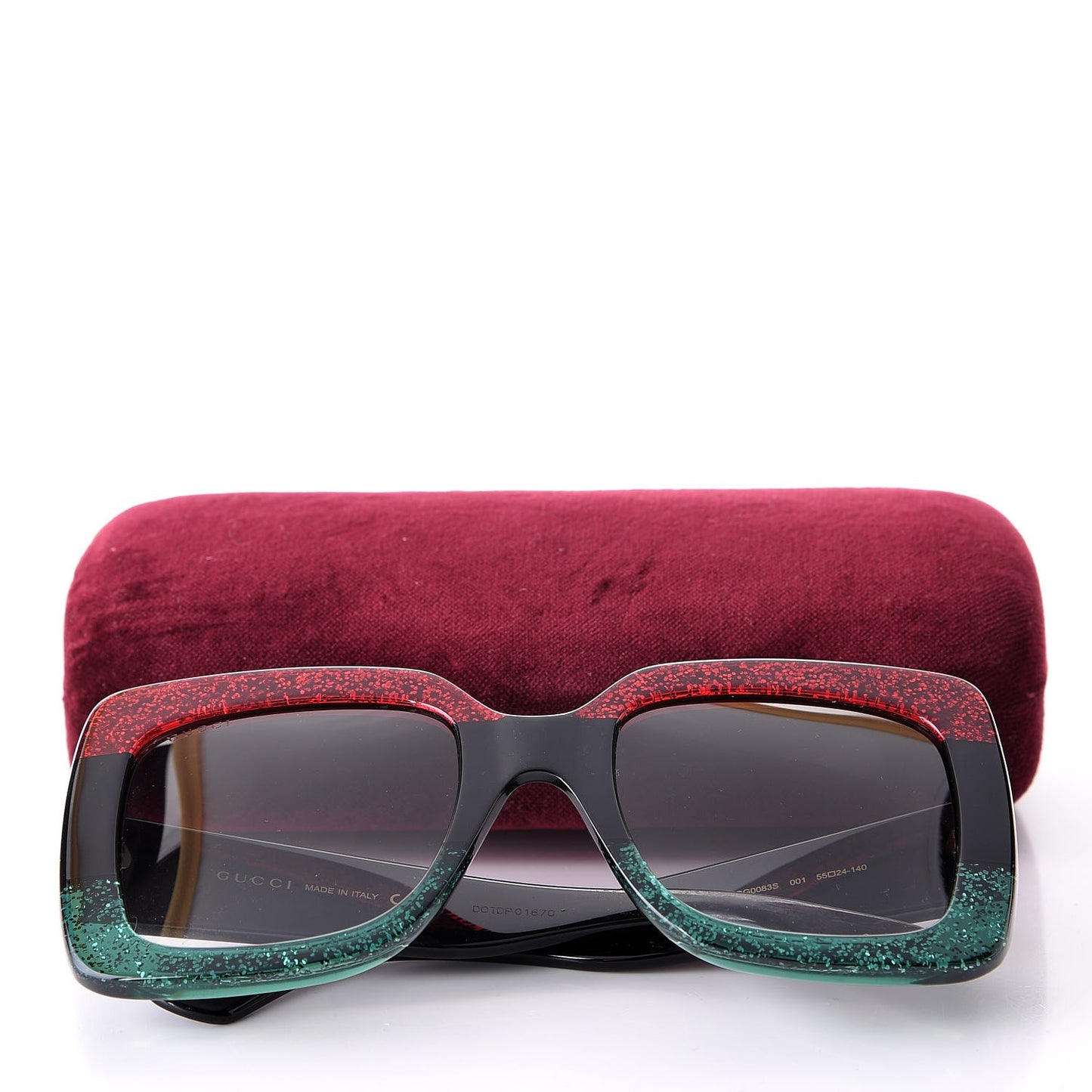 Square Frame GG0083S Sunglasses Glitter Red Black Green