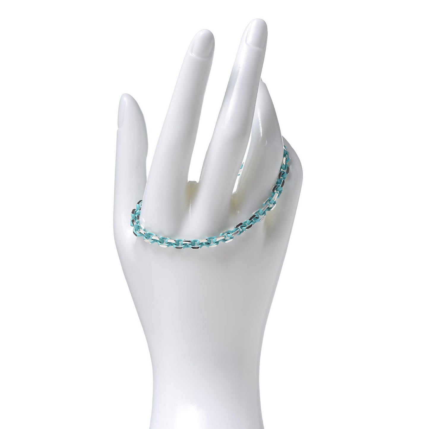 Sterling Silver Enamel Link Bracelet Blue