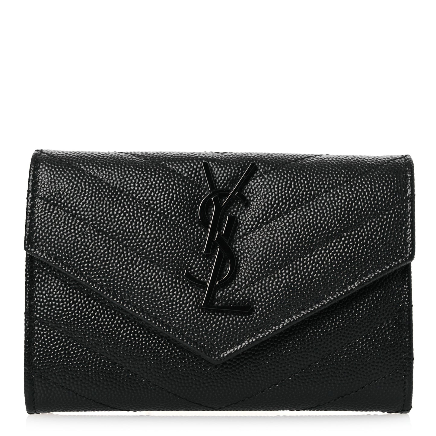 Grain De Poudre Matelasse Chevron Small Monochrome Monogram Envelope Wallet Black