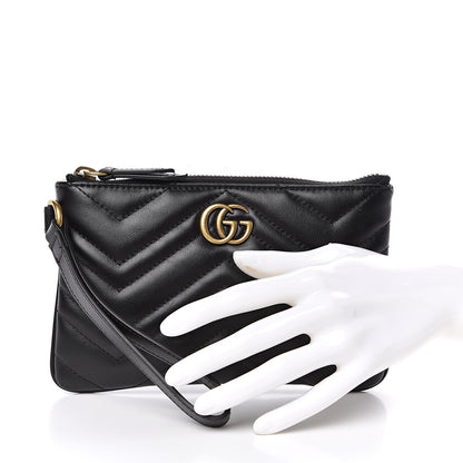Gucci Calfskin Matelasse GG Marmont Wrist Wallet Black 2 of 8