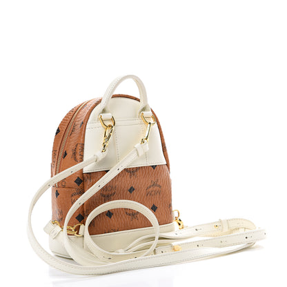 MCM Visetos X-Mini Stark Backpack Cognac White 2 of 9