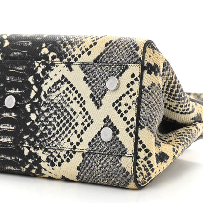 Saint Laurent Calfskin Snakesin Embossed Small Cabas Rive Gauche Black White 10 of 12