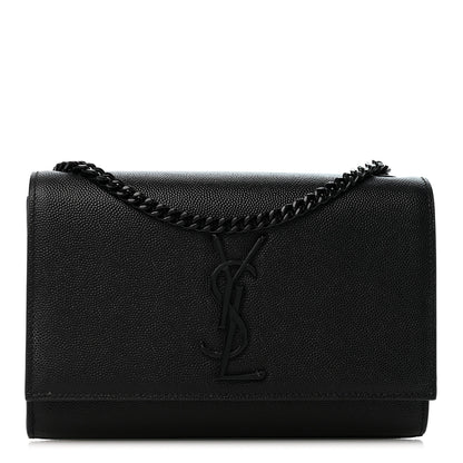 Saint Laurent Grain De Poudre Small Monogram Monochrome Kate Satchel Black 1 of 12