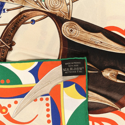 Hermes Silk Le Regard de L'Arctique Scarf 90 Green Orange 3 of 4