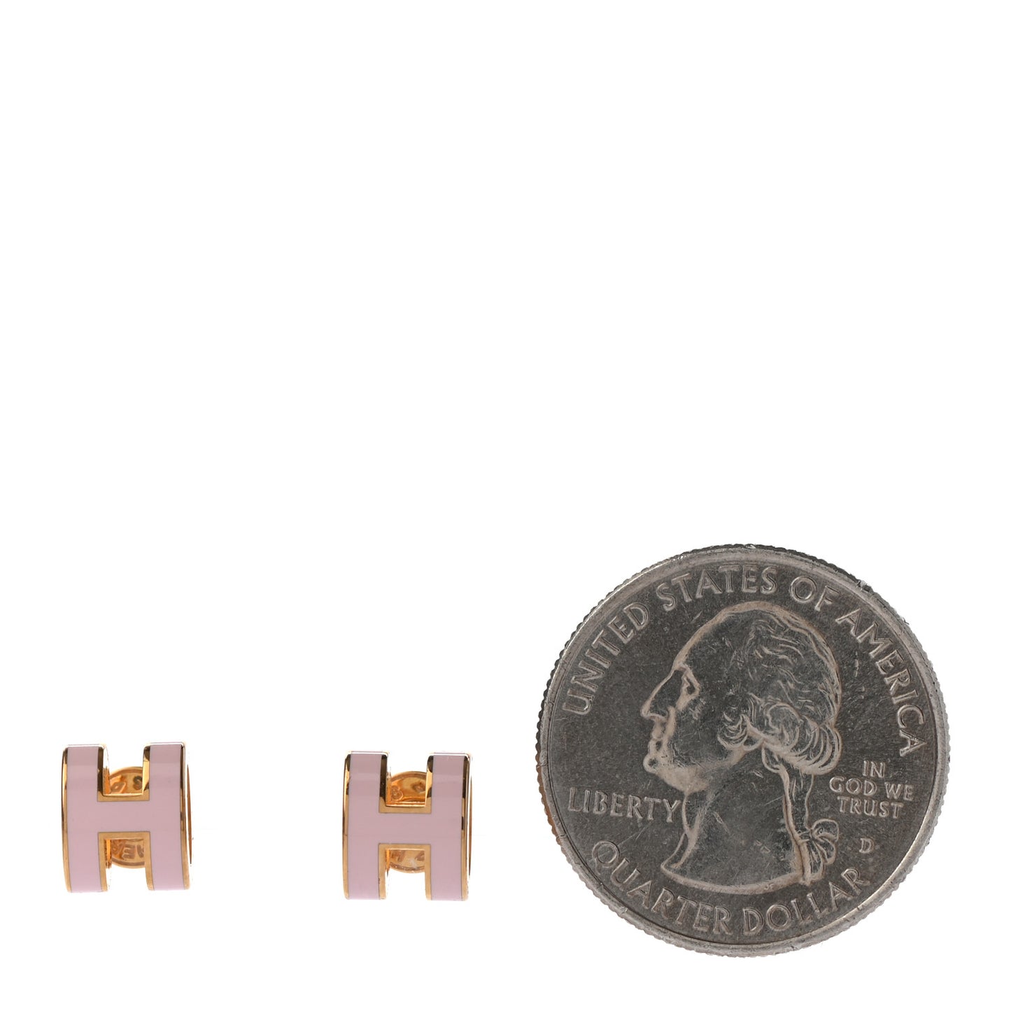 Gold Lacquered Mini Pop H Earrings Rose Dragee