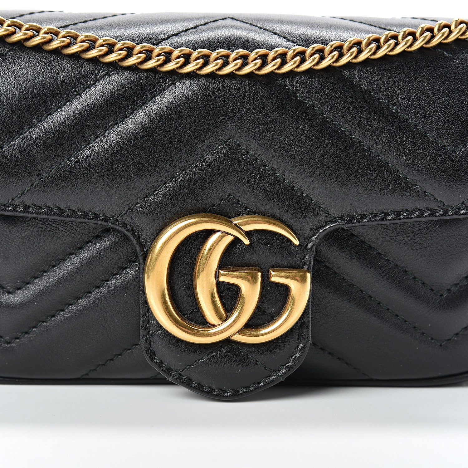 Gucci Calfskin Matelasse Super Mini GG Marmont Shoulder Bag Black 7 of 11