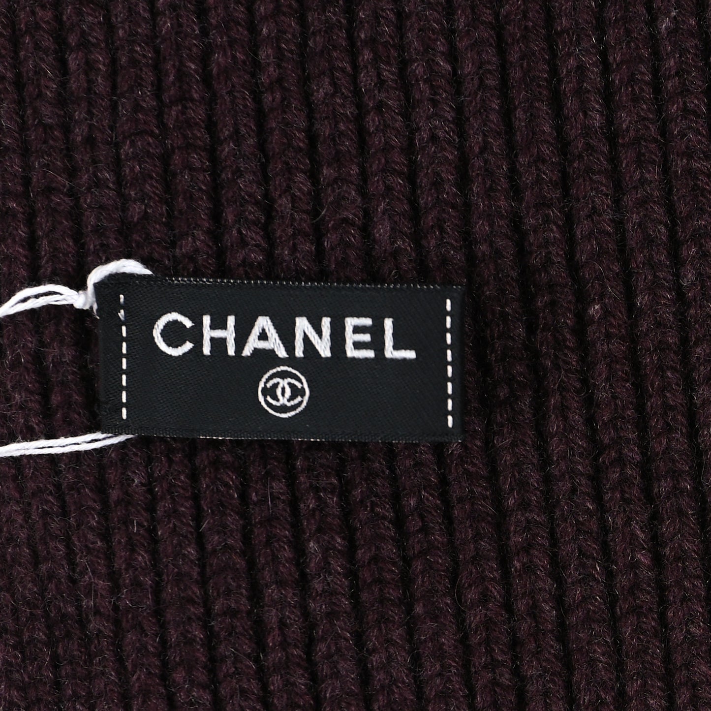 Cashmere Knit CC Scarf Burgundy Black Ecru