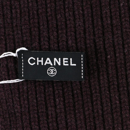 Chanel Cashmere Knit CC Scarf Burgundy Black Ecru 3 of 3