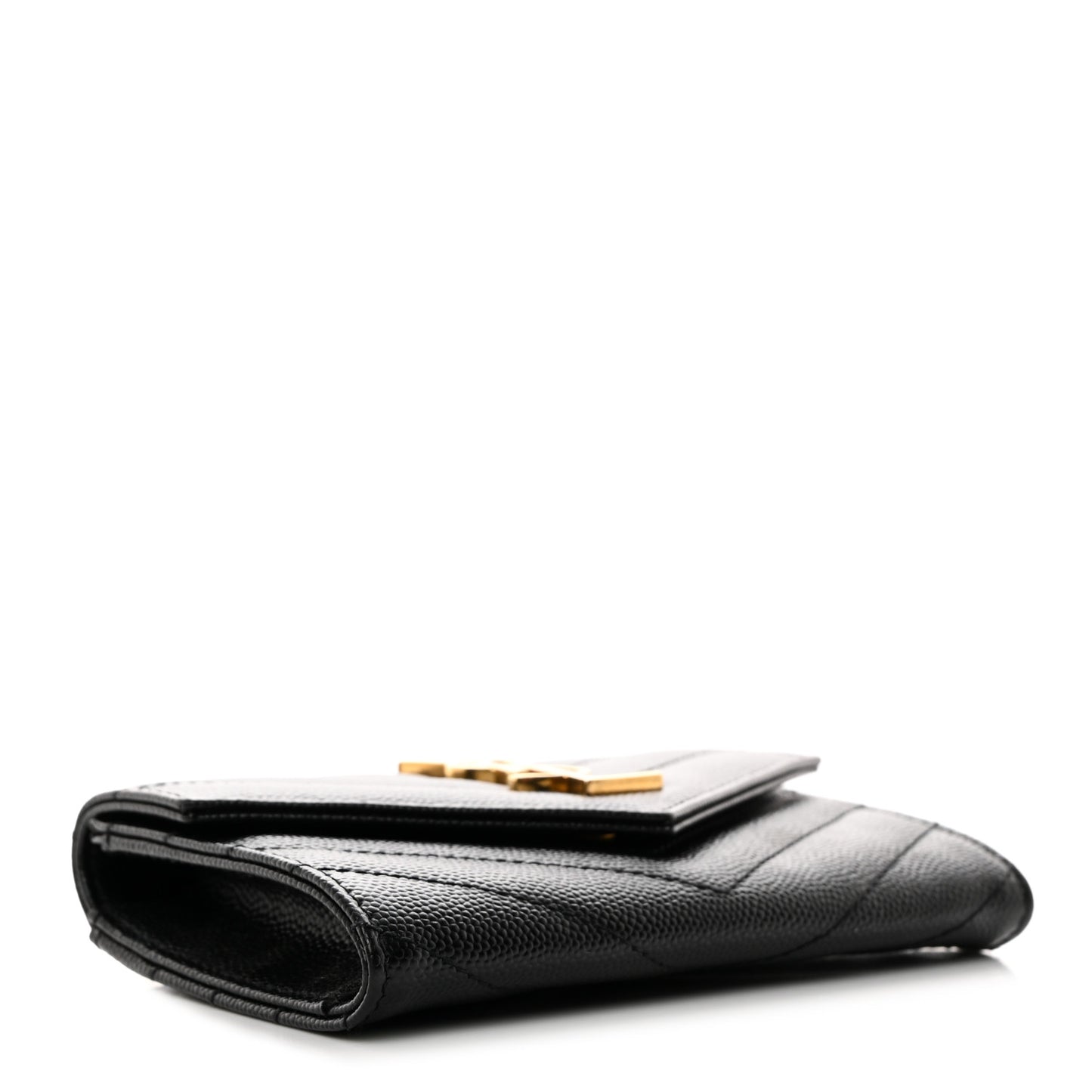 Grain De Poudre Matelasse Chevron Small Monogram Envelope Wallet Black