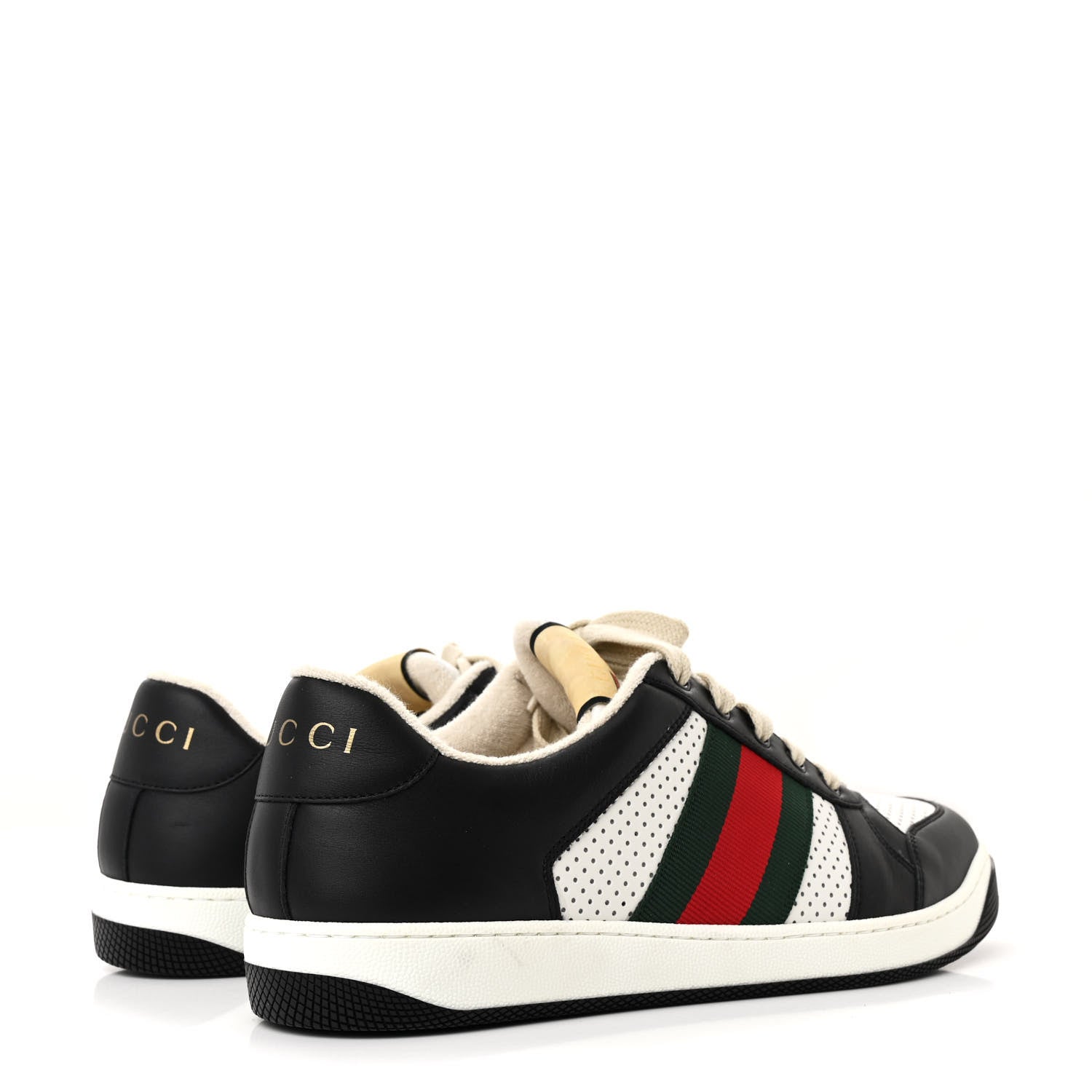 Gucci Calfskin Web Mens Screener Sneakers 9 Black White 5 of 12