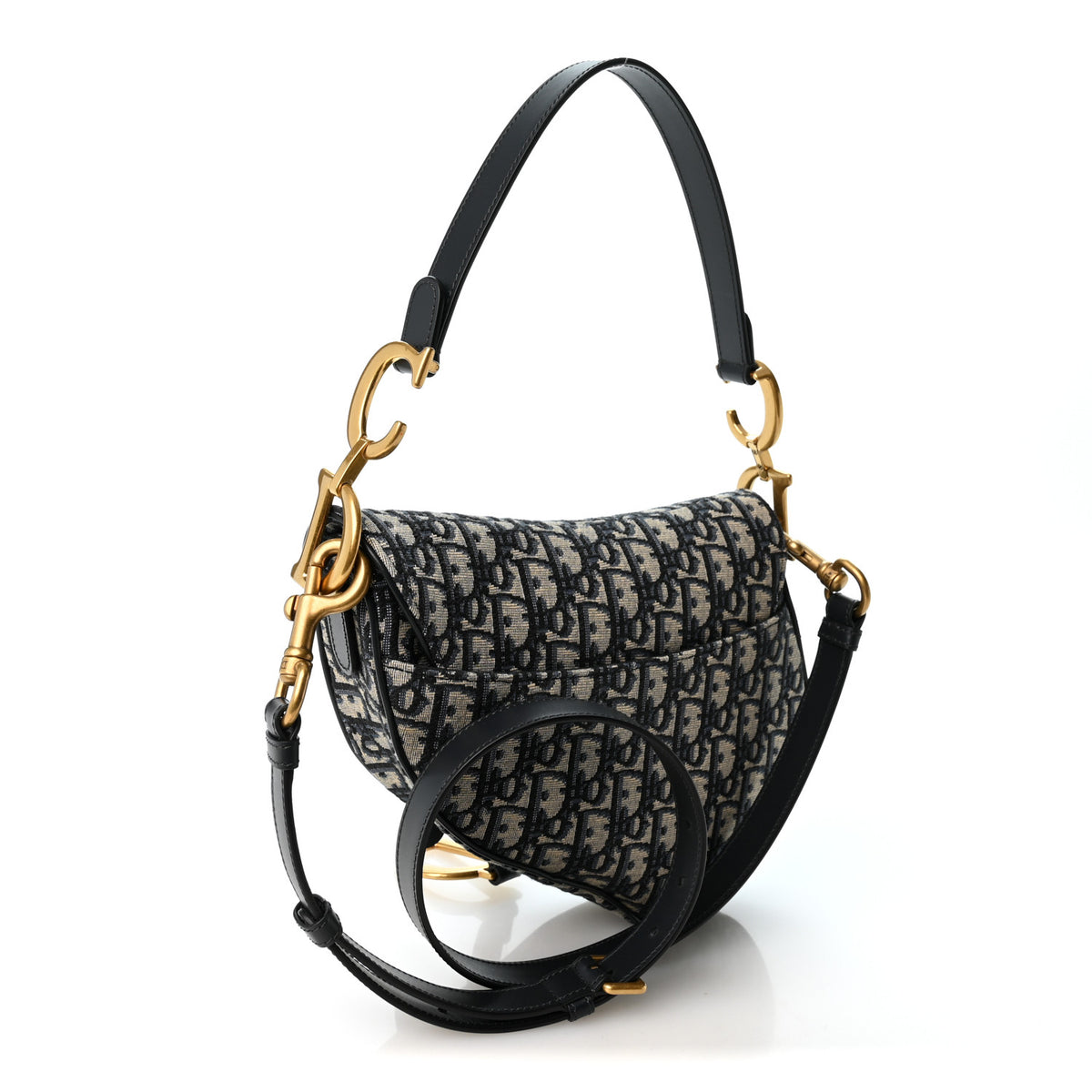 Christian Dior Oblique Saddle Bag With Strap Blue 2 of 9