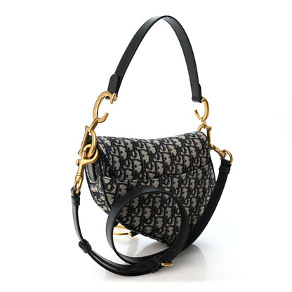 Christian Dior Oblique Saddle Bag With Strap Blue 2 of 9