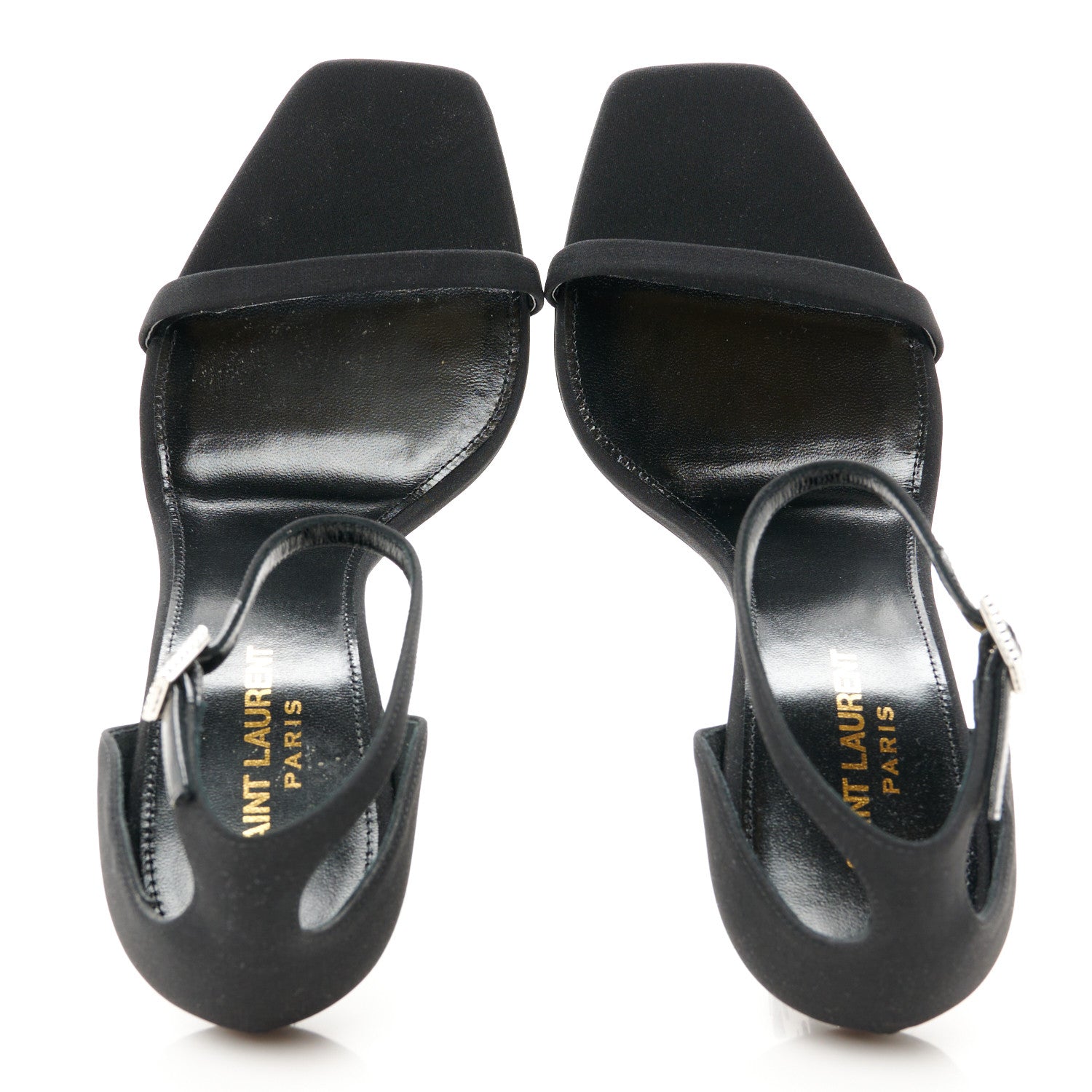 Saint Laurent Crepe De Chine Opyum 110 Sandals 38.5 Black 2 of 8