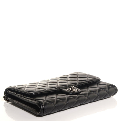 Chanel Lambskin Quilted Clutch With Chain Flap Black 4 of 8
