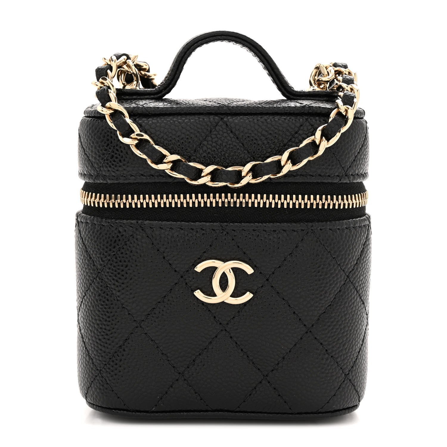 Chanel Caviar Quilted Small Handle With Care Vanity Case With Chain Black 1 of 10