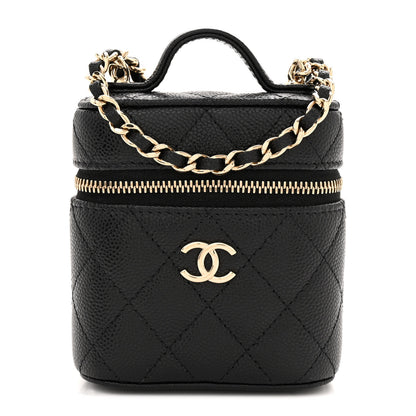 Chanel Caviar Quilted Small Handle With Care Vanity Case With Chain Black 1 of 10
