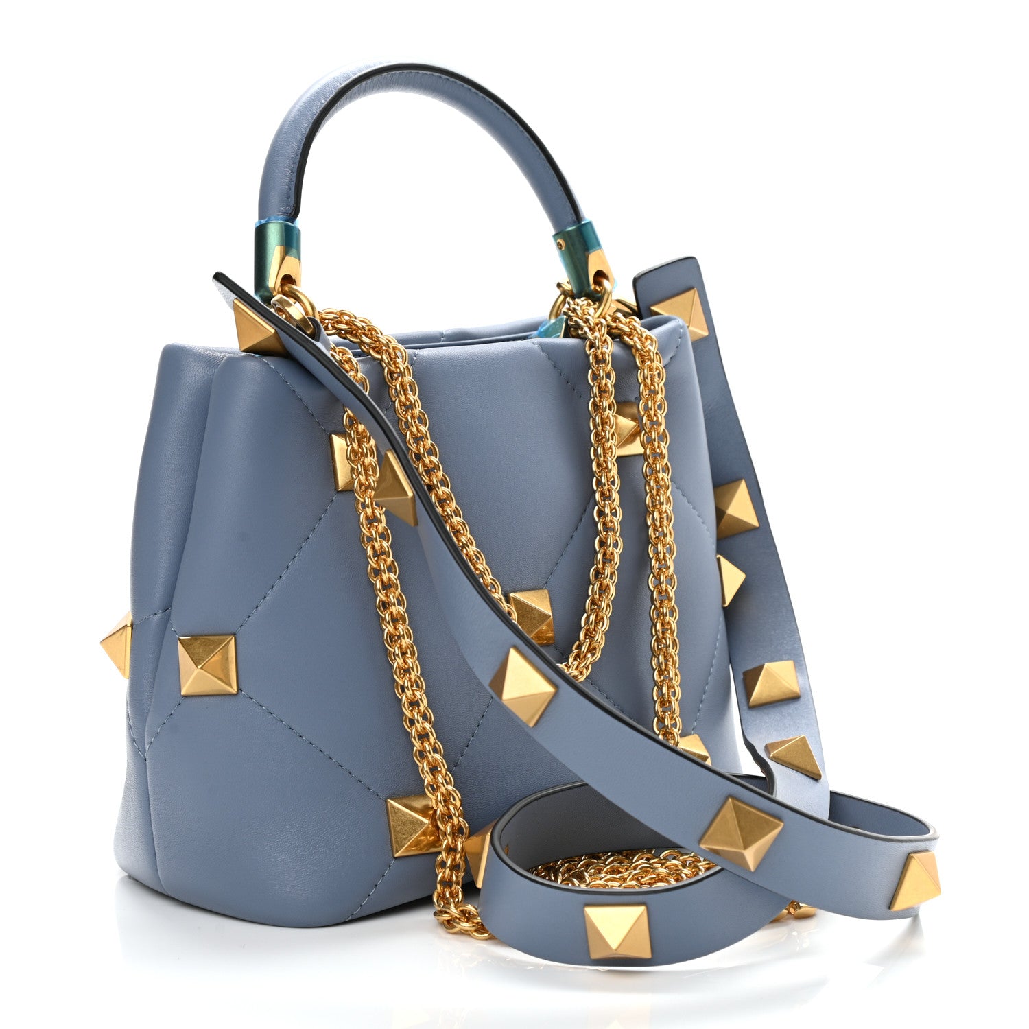 Valentino Garavani Nappa Small Roman Stud The Handle Bag Niagara 3 of 11