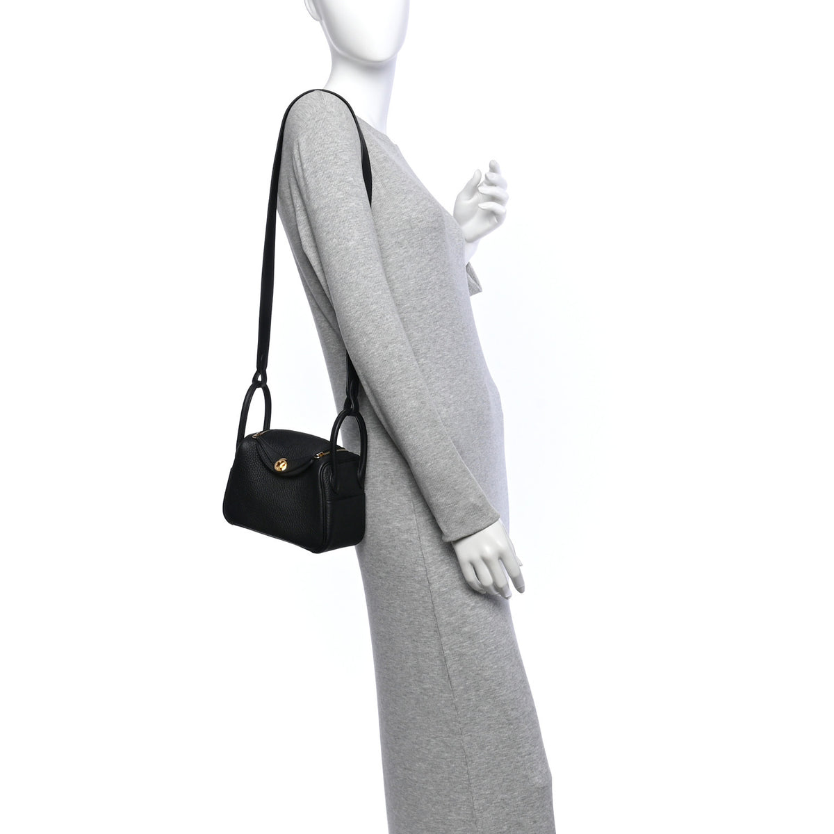Hermes Taurillon Clemence Mini Lindy 20 Black 2 of 11
